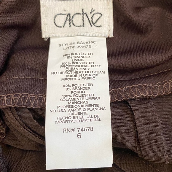 VTG Y2K CACHE BROWN WATERFALL RUFFLE DRESS SIZE 6 - Picture 6 of 6